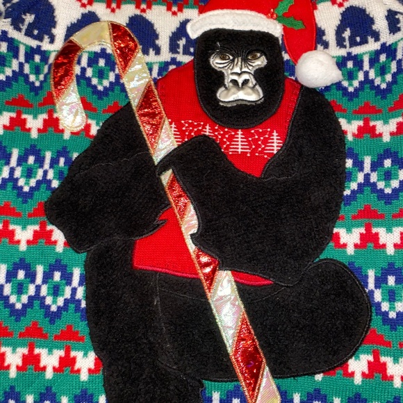 Men’s Gorilla Christmas sweater. Can be used as a cute dress for a lady also! - Picture 2 of 3